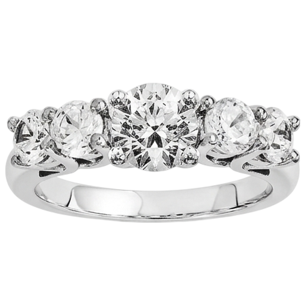 Five Stone Natural Earth Mined DIAMOND ( NOT LAB GROWN ) Engagement Ring 2 Carats White Gold 14K
