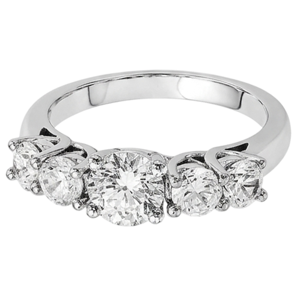 Five Stone Natural Earth Mined DIAMOND ( NOT LAB GROWN ) Engagement Ring 2 Carats White Gold 14K