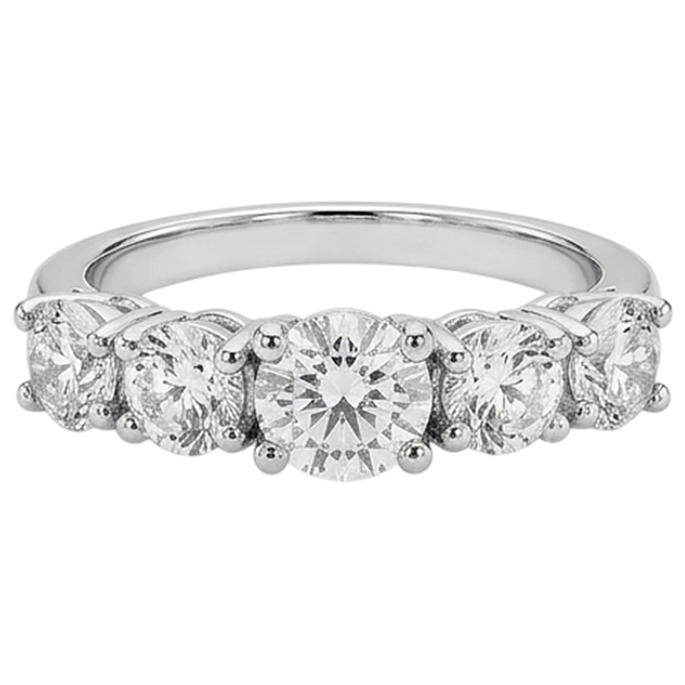 Five Stone Natural Earth Mined DIAMOND ( NOT LAB GROWN ) Engagement Ring 2 Carats White Gold 14K