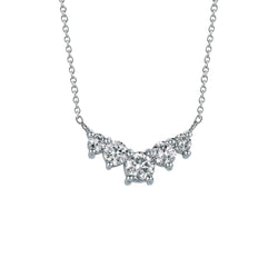 Five Stone Real Diamond Necklace Pendant 1.55 Carats 14K White Gold