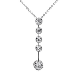 Five Stone Round Cut Natural Diamond Pendant Necklace 3.0 Carat White Gold 14K