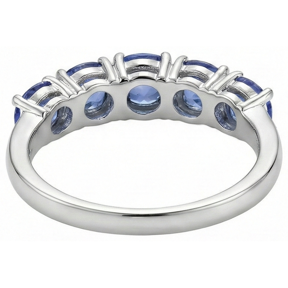 Five Stone Round Tanzanite Gemstone 2.50 Carat Ring Band Jewellery