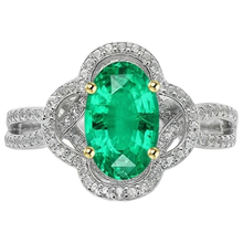 Gemstone Ring 14K Two Tone Gold with Emerald – angle view