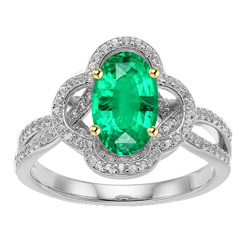Real Emerald Gemstone Ring 1.50 ct 14K Two Tone Gold – main view