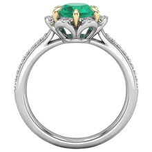 Genuine Fine Emerald Precious Stone Ring 1 ct Two-Tone 14K Gold – top view