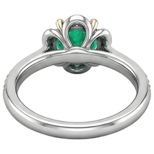 Fine Emerald Precious Stone Ring 1-ct Two-Tone 14K Gold – back view