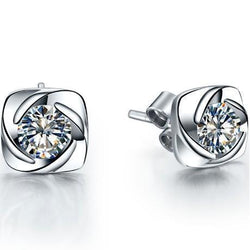 Flower Style 1.00 Carats Real Diamonds Studs Earrings White Gold 14K