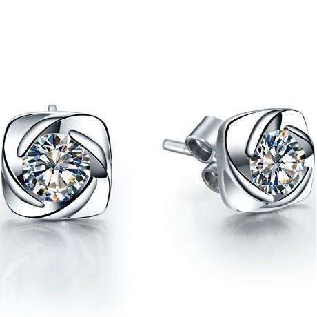 Flower Style 1.00 Carats Real Diamonds Studs Earrings White Gold 14K