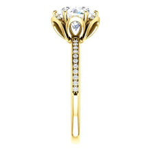 Flower Style 1.71 Carat Round Genuine Diamond Engagement Halo Ring YG 14K