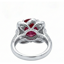 Flower Style 2.51 Ct Red Ruby & White Round Natural Earth Mined Diamonds Ring Gemstone
