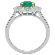 Natural Emerald Gemstone Ring 2 ct Two-Tone 14K Gold – profile view