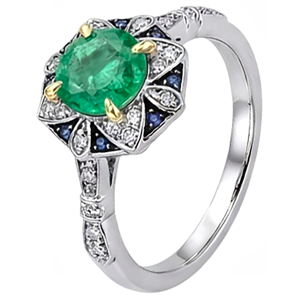 Gemstone Ring 14K with Emerald – profile view