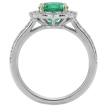 Round Brilliant Fine Emerald ring in 14 Karat Two Tone Gold – angle view