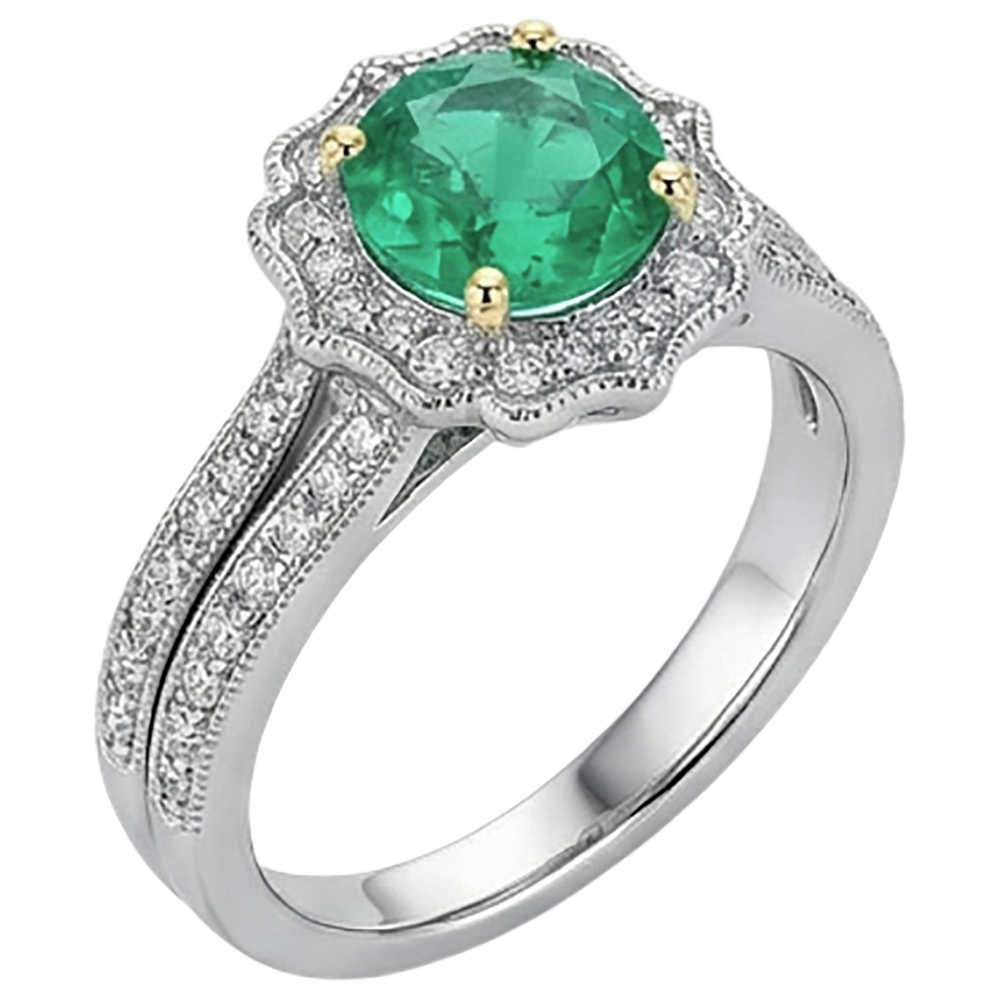 Natural Fine Emerald Precious Stone Ring – side view