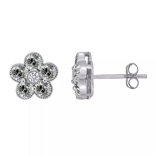 Flower Style Real Diamond Stud Earrings Push Backs Old Miner 5 Carats Gold