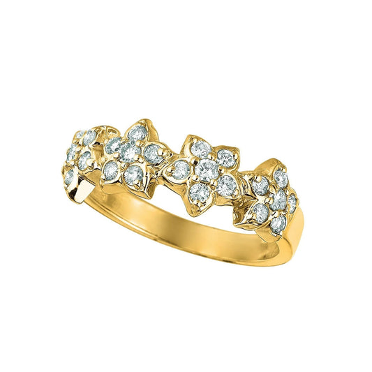 Flower Style Real Diamond Wedding Band 0.72 Carats 14K Yellow Gold