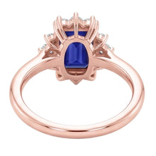 Flower Style Ring Ceylon Sapphire & Natural Earth Mined Diamond 4 Carats Emerald Cut
