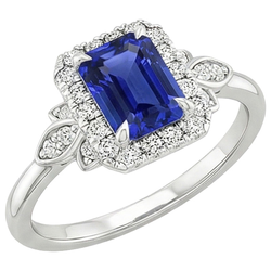 Natural Sapphire Ring 4.25ct - White Gold 14K