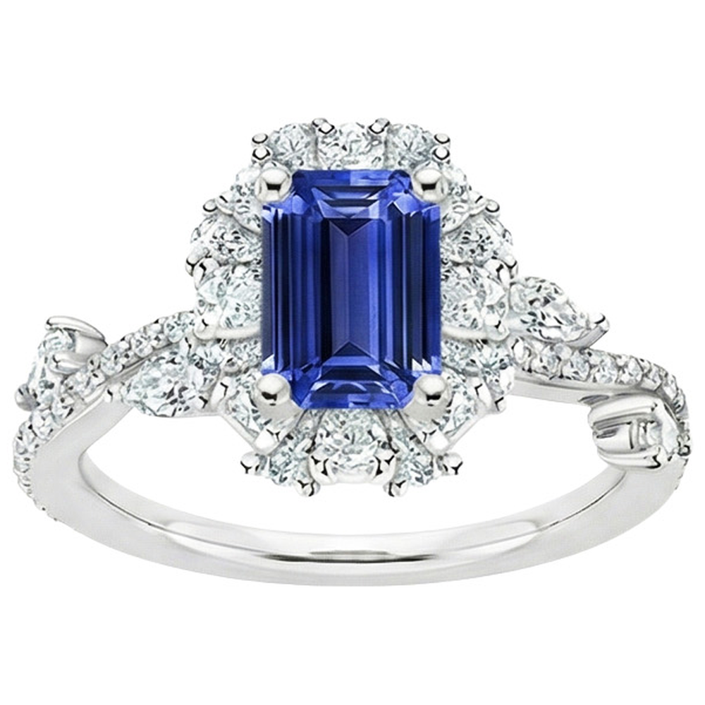 natural emerald sapphire 5ct ring top view