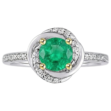 Real Fine Emerald Gemstone Ring 1 ct Two-Tone 14K Gold – front view