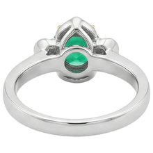 Colored Stone Ring 14 Karat Two Tone Gold with Fine Emerald – back view