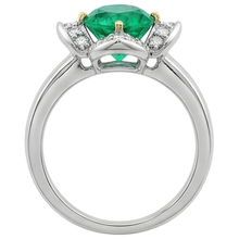Real Fine Emerald Colored Stone Ring 1.50 ct 14 Karat Two Tone Gold – top view