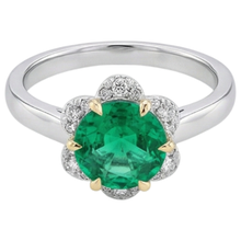 Colombian Emerald Colored Stone Ring 2.50-ct 14 Karat Two Tone Gold – side view