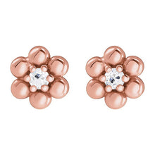 Flower Style Stud Earrings Genuine 2 Carats Old Miner Diamonds Rose Gold