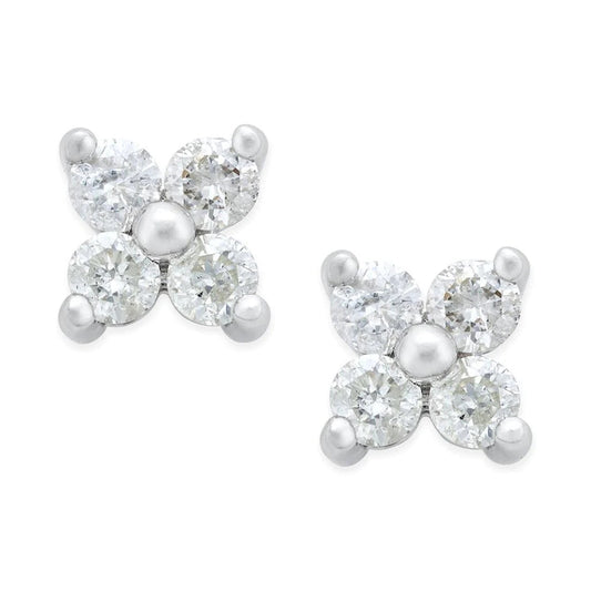 Flower Style Studs Earring 2.80 Ct Round Cut Real Diamonds