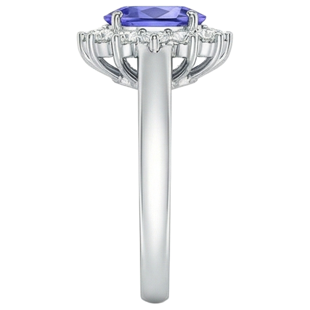 Flower Style Tanzanite With Natural Earth Mined Diamonds 6.50 Carats Ring White Gold 14K