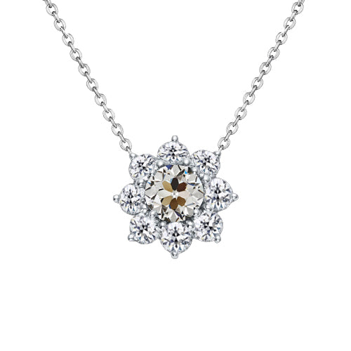 Antique Cushion Brilliant Diamond ring in 14 Karat White Gold – main view