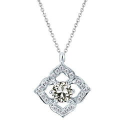 Antique Cushion Brilliant Diamond Pendant in 14K White Gold