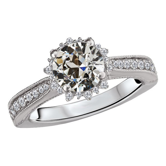 Custom Brilliant Diamond Halo Ring 2 ct – main view