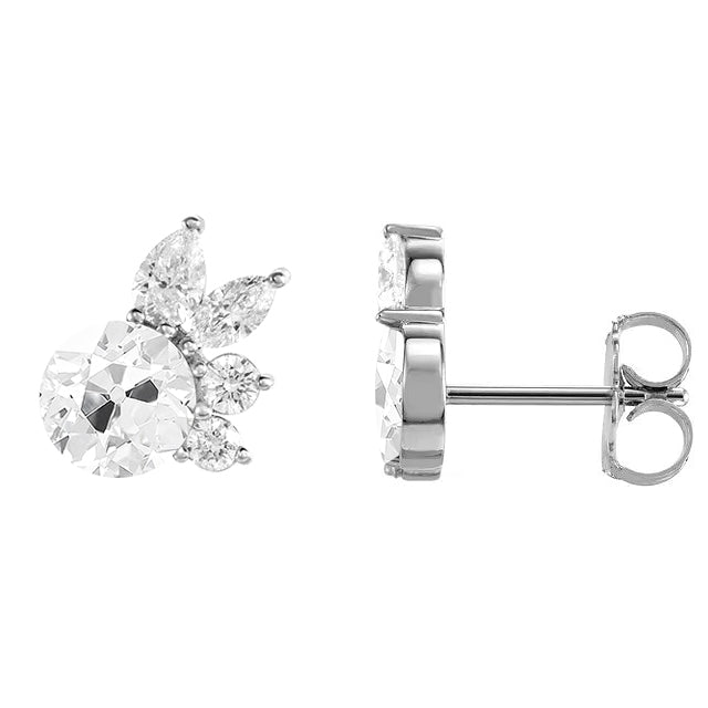Earth-Mined Diamond Stud Earrings 1.50 ct 14K White Gold – front view