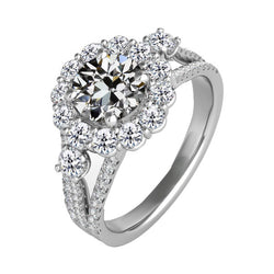 Authentic Split Shank Diamond Halo Setting Ring 4 ct