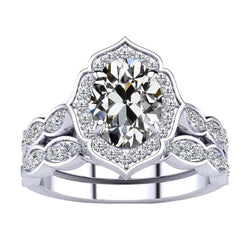 14K White Gold Halo Engagement Ring with Diamond – 4.50 ct