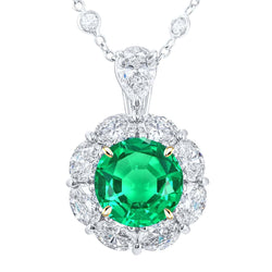 Colombian Emerald GIA-Certified Stone Pendant Necklace 3 ct in