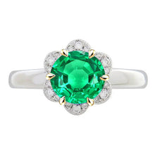 Colored Stone Ring 14 Karat Two Tone Gold with Colombian Emerald – main view