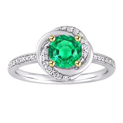 Two-Tone 14K Gold GIA-Certified Fine Emerald Gemstone Ring 1 ct
