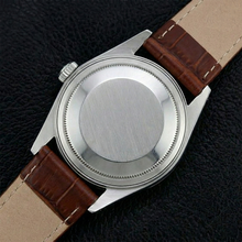 Fluted Bezel Rolex Ss Men's Watch Date Just Brown Leather Band QUICK SET