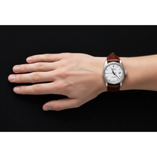 Fluted Bezel Rolex Ss Men's Watch Date Just Brown Leather Band QUICK SET