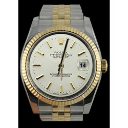 Fluted Bezel Rolex Men Watch Two Tone Yellow Gold