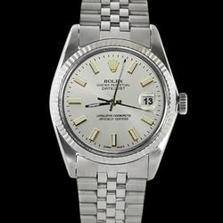 Fluted Bezel White Stick Dial Rolex Men Ss Jubilee Bracelet Rolex QUICK SET