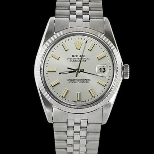 Bezel White Stick Dial Rolex Men Ss Jubilee