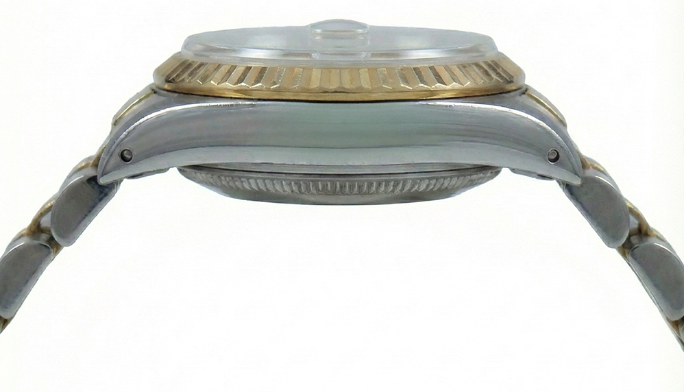 Fluted Bezel Champagne Stick Dial Rolex Date Women Watch Jubilee