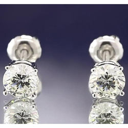 Four Prong 1.50 Carats Round Real Diamond Studs Earring