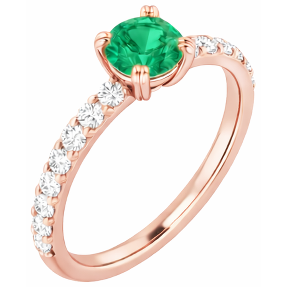 natural round emerald 2.50ct ring top view