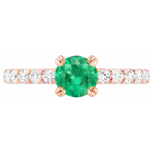 natural round emerald 2.50ct ring side angle