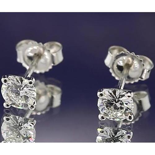 Four Prong Martini Style Round Diamond Stud Earring 1.20 Carats