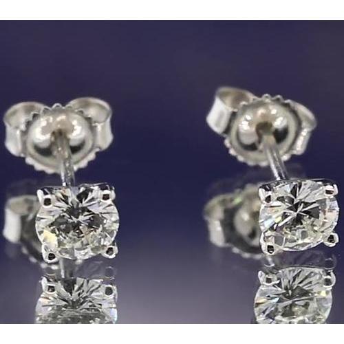 Four Prong Martini Style Round Genuine Diamond Stud Earring 1.20 Carats